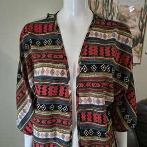 Tribal Patterned Open Kimono